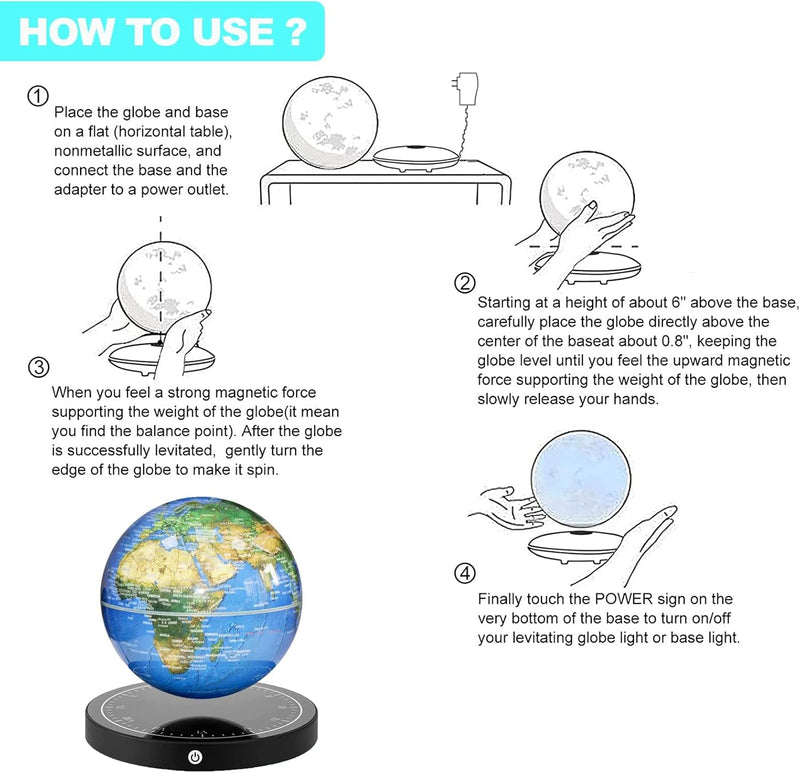 Magnetic Levitating Globe with LED Light