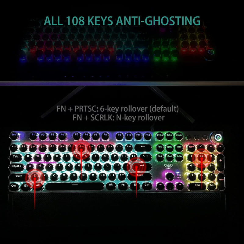 AULA F2088 Typewriter Style Mechanical Gaming Keyboard