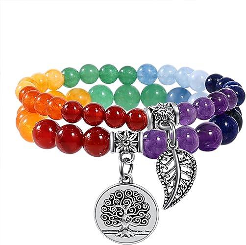 Bivei Gemstone Bead Bracelet Tree Charm