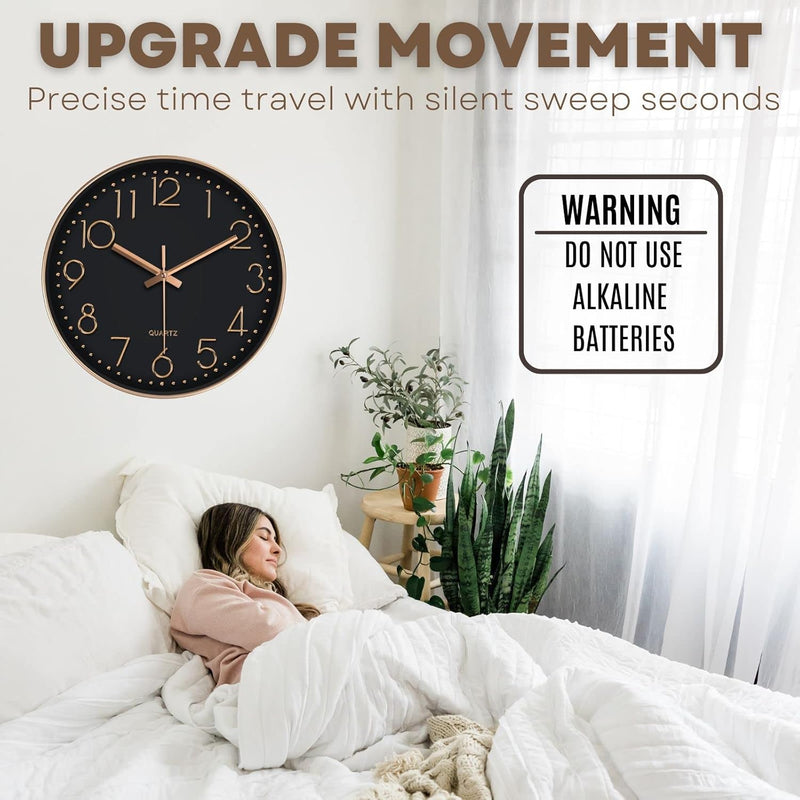 Silent 12 Inch Rose Gold Wall Clock