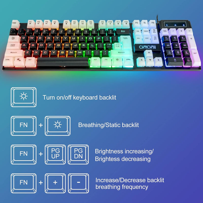 CHONCHOW RGB Light Up Keyboard & Mouse Combo