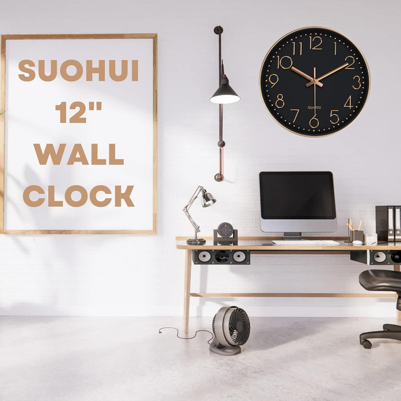 Silent 12 Inch Rose Gold Wall Clock