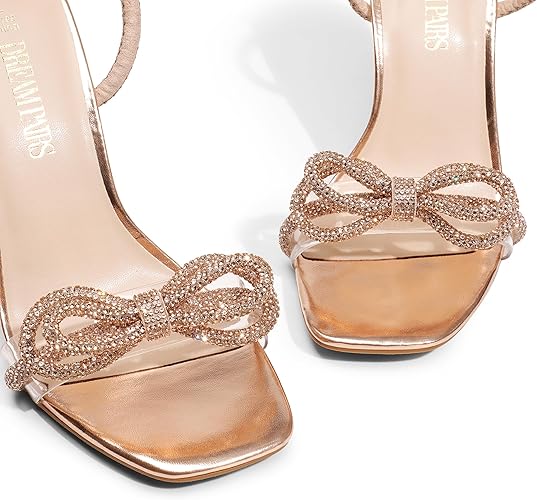 DREAM PAIRS Double Bowknots Crystal Sandals