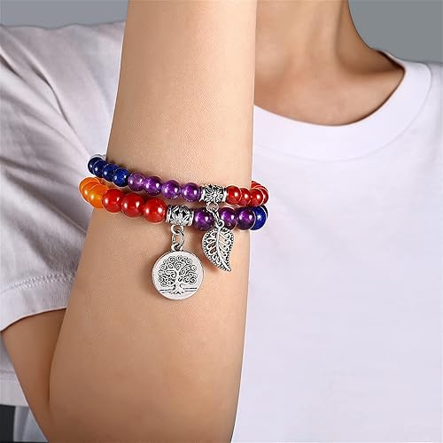 Bivei Gemstone Bead Bracelet Tree Charm