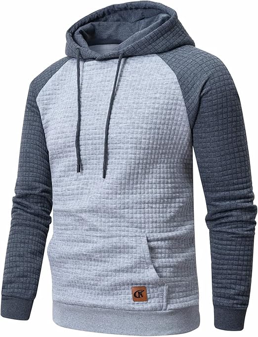 Yundobop Men's Plaid Jacquard Pullover Hoodie