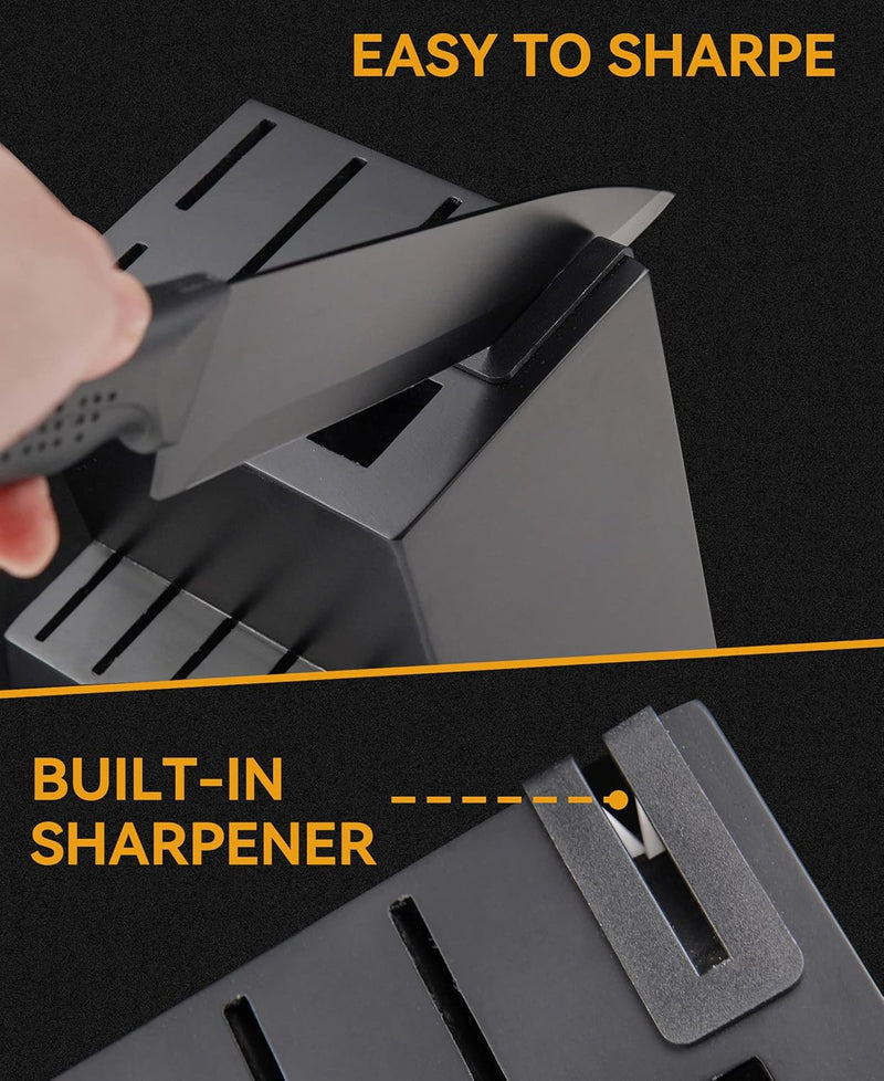 15-Piece Self-Sharpening Black Knife Set