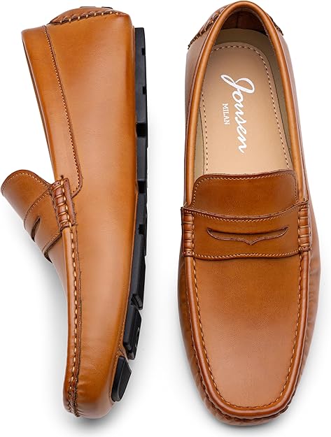 Jousen Men's Brown Casual Penny Loafers