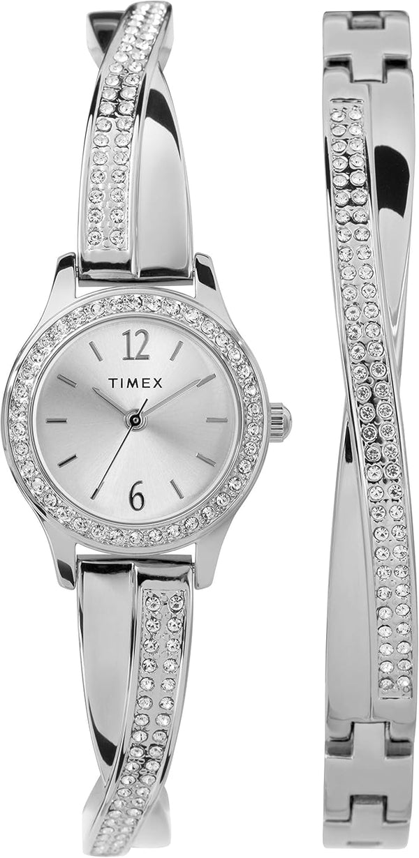 Timex Women's 19mm Crystal Watch & Bracelet Set