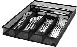 Silverware Organizer Metal Mesh Tray, Black