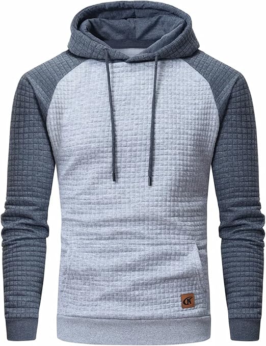 Yundobop Men's Plaid Jacquard Pullover Hoodie