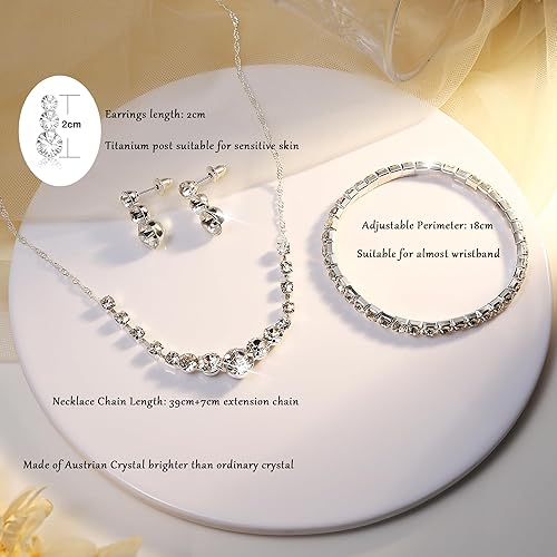 Jstyle Silver Rhinestone Jewelry Set