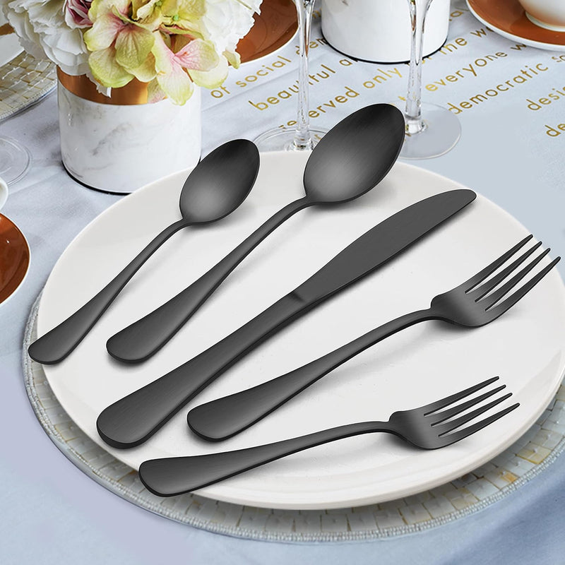 Homikit 40-Piece Matte Black Silverware Set