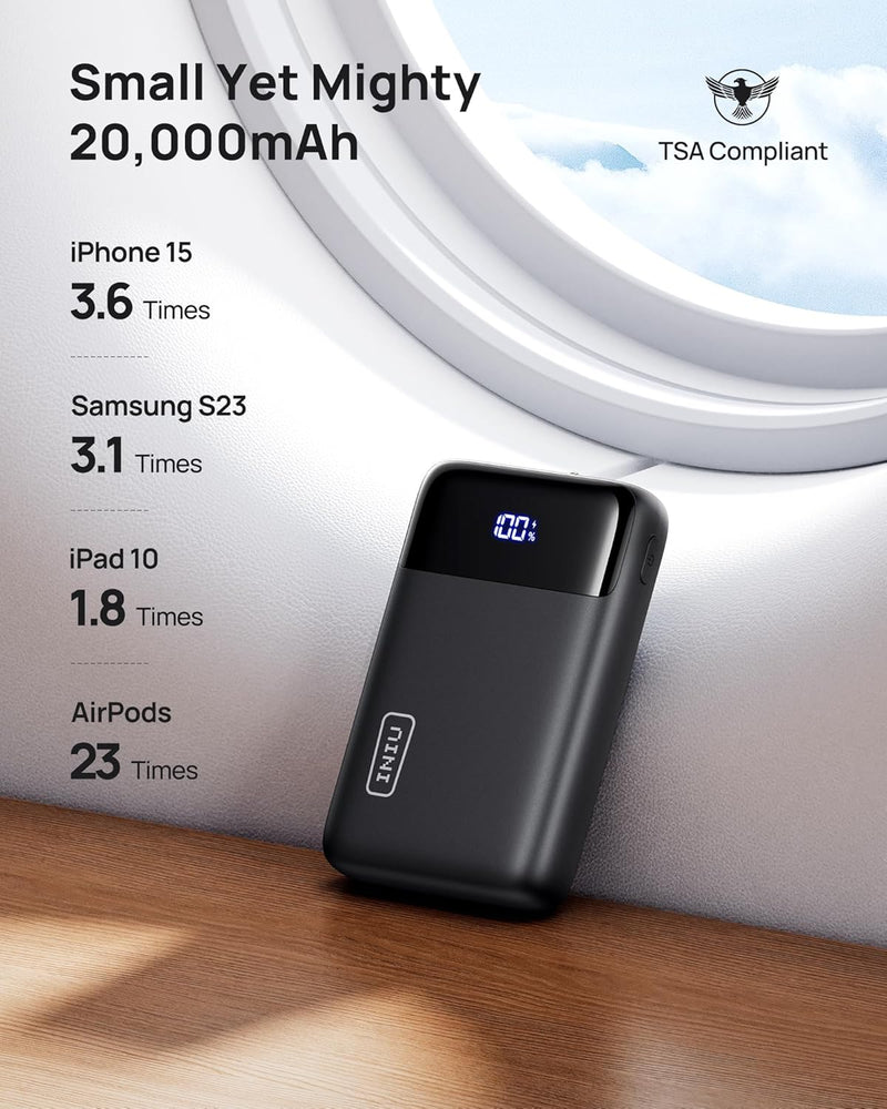 INIU 20000mAh Power Bank, 22.5W PD3.0 QC4.0 Fast Charging