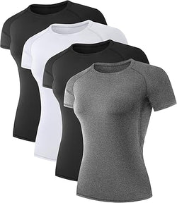 TELALEO Women's Compression T-Shirts (4-Pack)