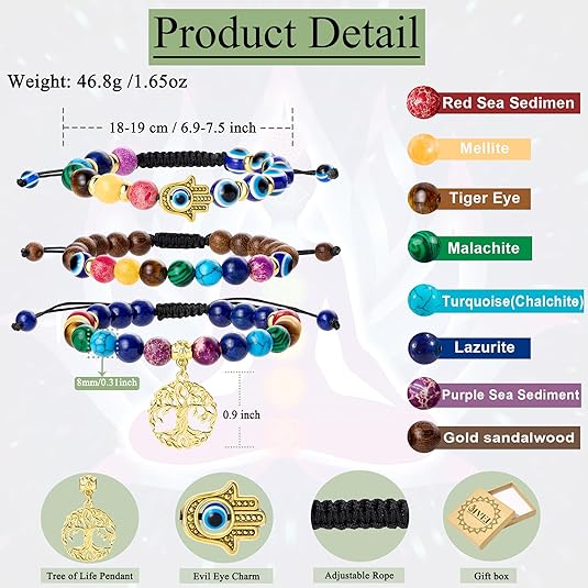 Bivei 7 Chakra Bead Bracelet for Women