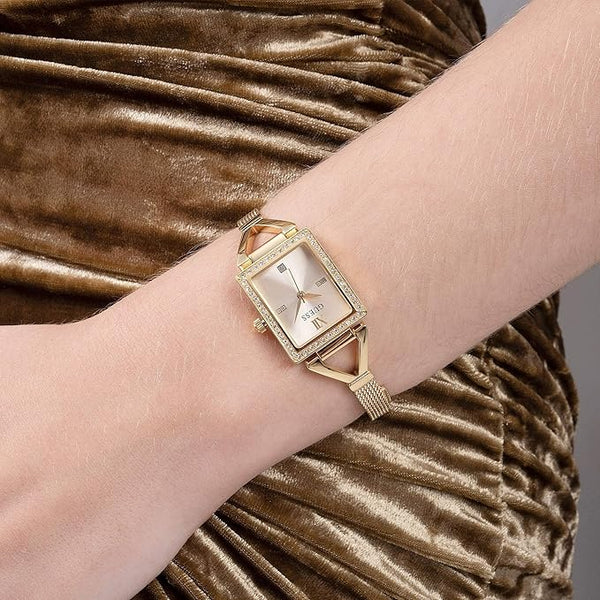 Gold-Tone Rectangle 22mm Watch