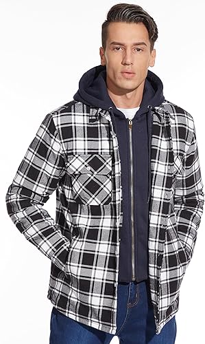 TACVASEN Men’s Quilted Flannel Shirt Jacket