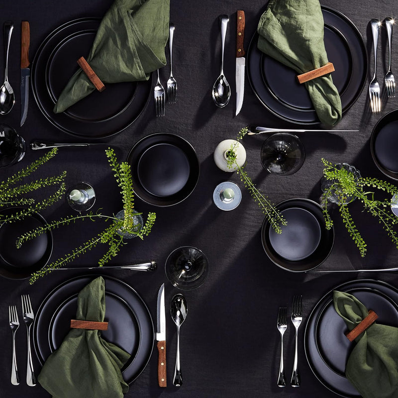 Stone Lain Black Matte Coupe Dinnerware Set