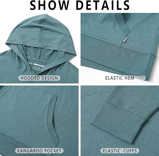 Men's Button Pullover Hoodie with Kanga Pocket