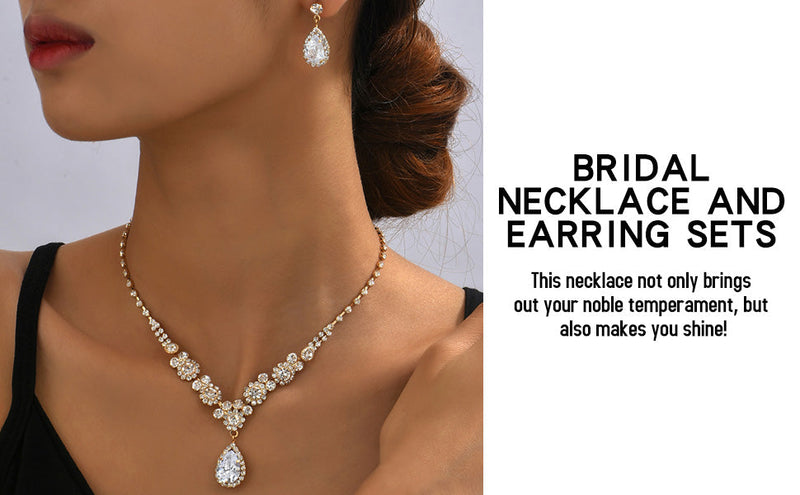 Unicra Silver Bridal Necklace and Earrings Set